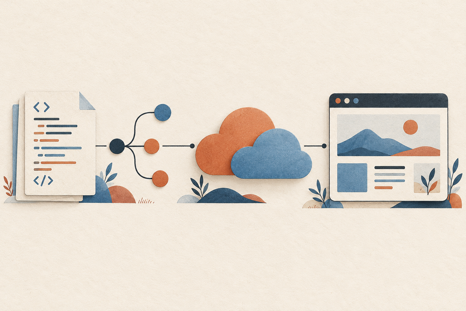Du fichier HTML au dépôt Git, puis au cloud et au site affiché dans un navigateur.